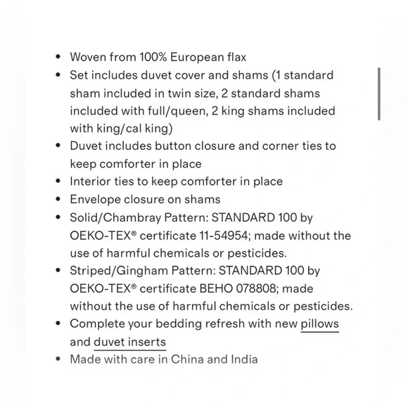 NWOT Quince Full/Queen European Linen Duvet & 2 Standard Shams - NIGHTFALL. - Picture 6 of 8